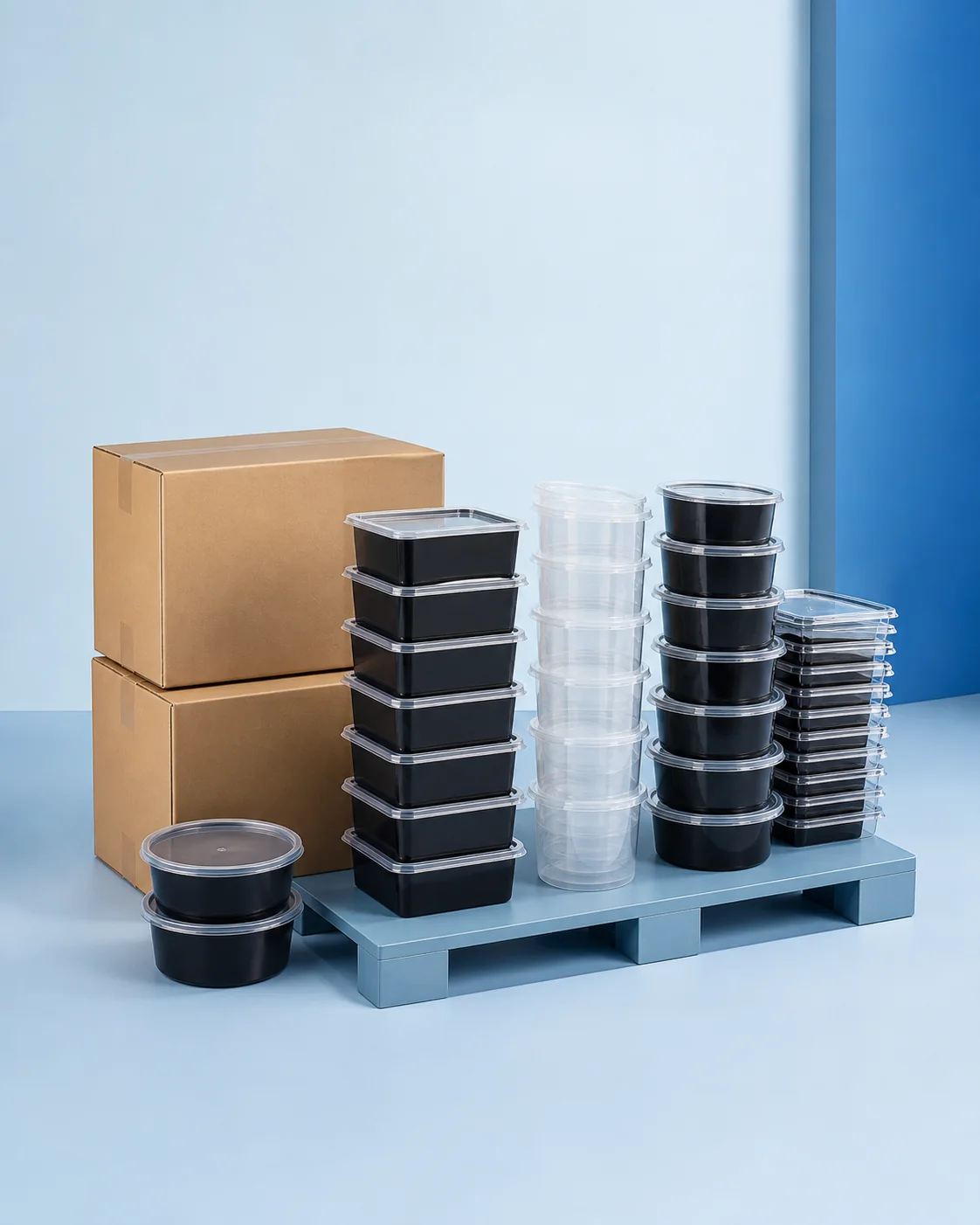 Nested food containers, cartons and export order planning