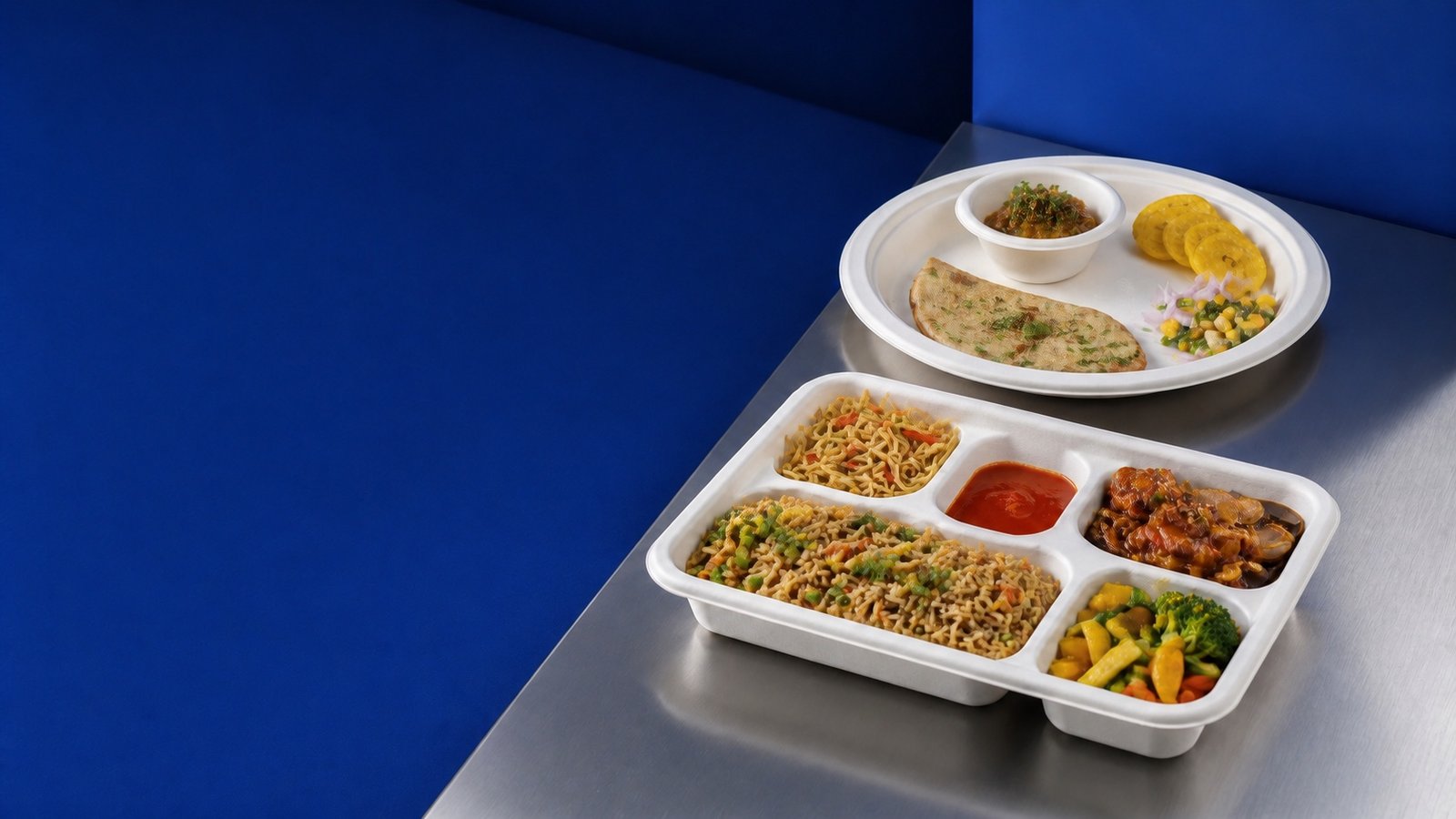 Paras bagasse plates, bowls and compartment meal trays