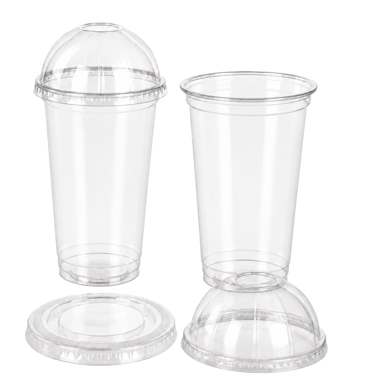 Clear PET cups and matching lids