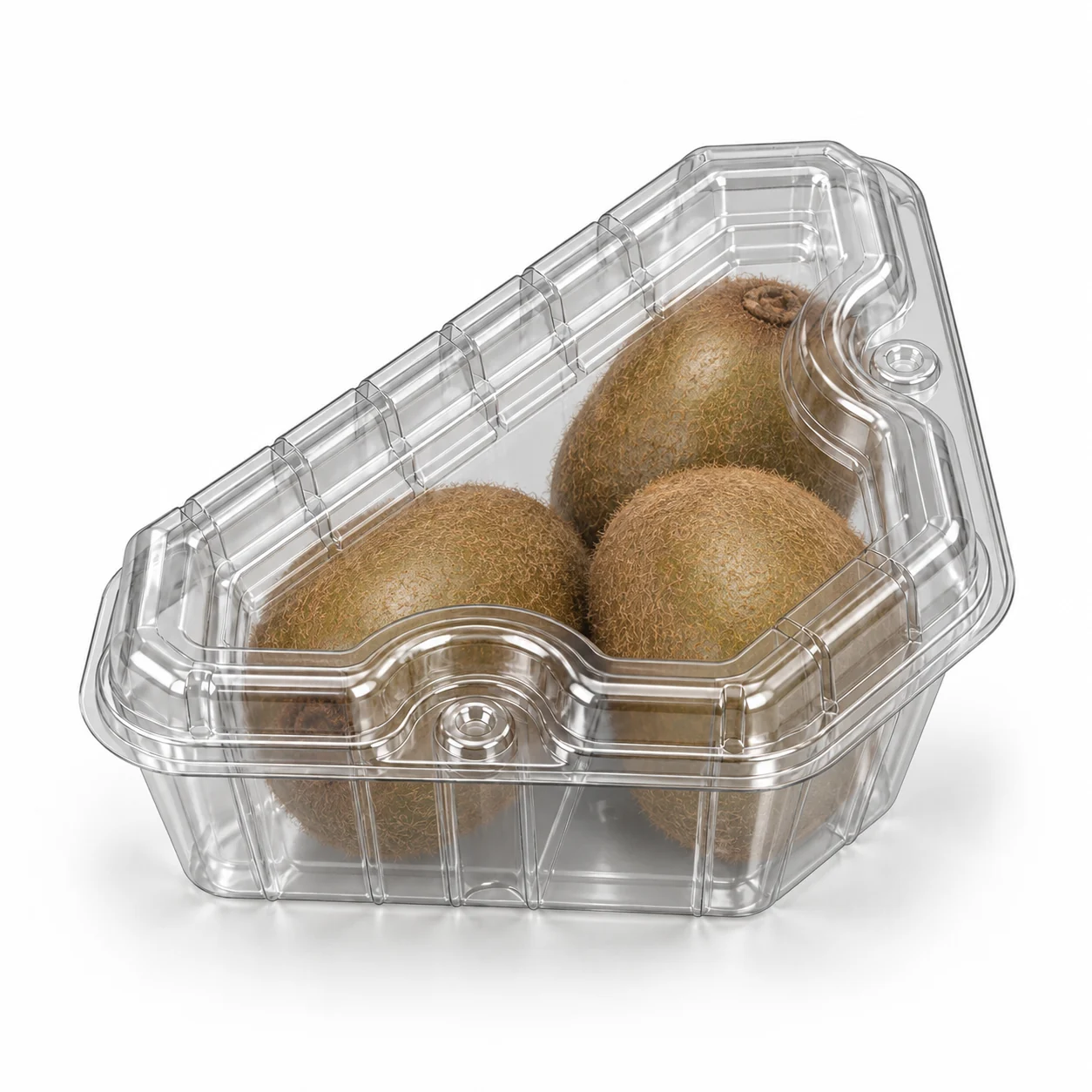 Bandeja PET para kiwi, 3 piezas, triangular