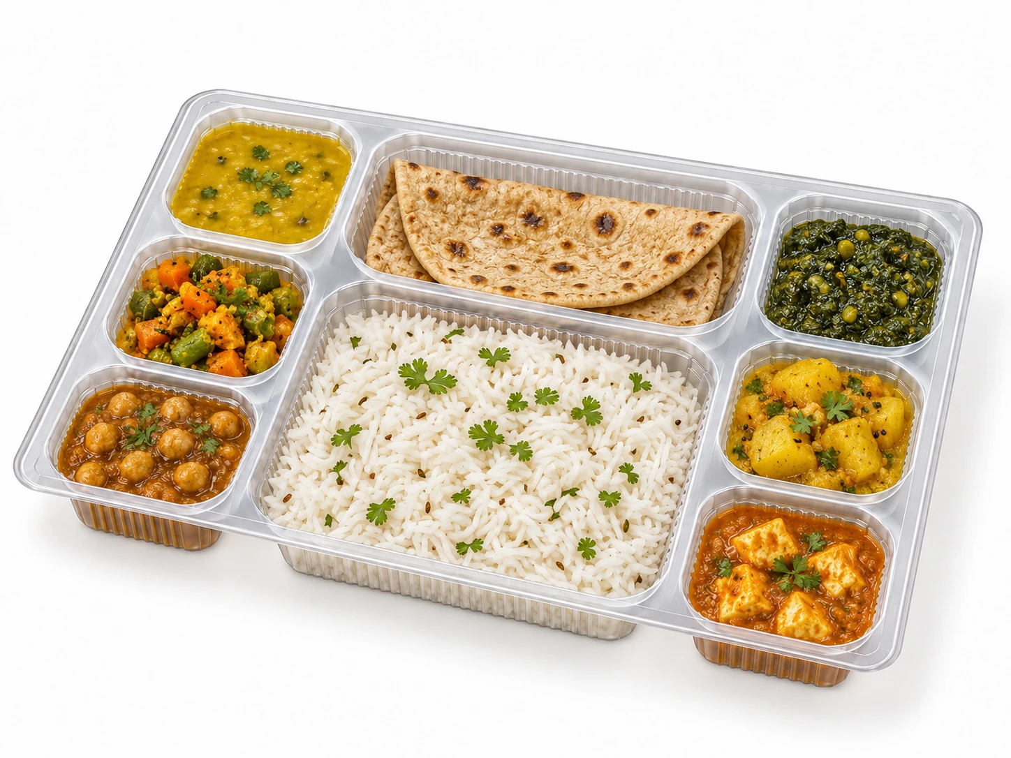 Caja termosellable para comidas - 8 compartimentos transparente