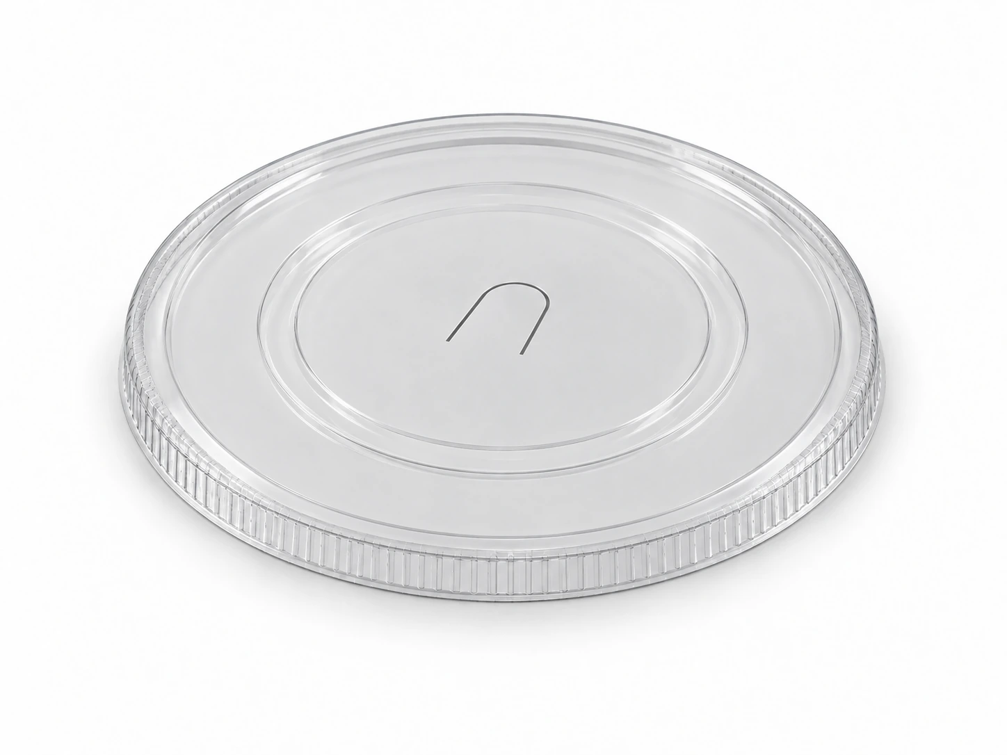 Illustrative three-quarter view of 90 DIA Flat Lid Strawcut - Ushape